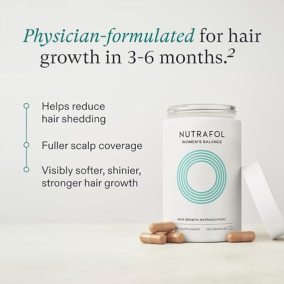 Nutrafol Women's Balance Hair Growth Supplements, Ages 45+, Supports Thicker Hair and Improved Scalp Coverage, Dermatologist Recommended - 1-Month Supply